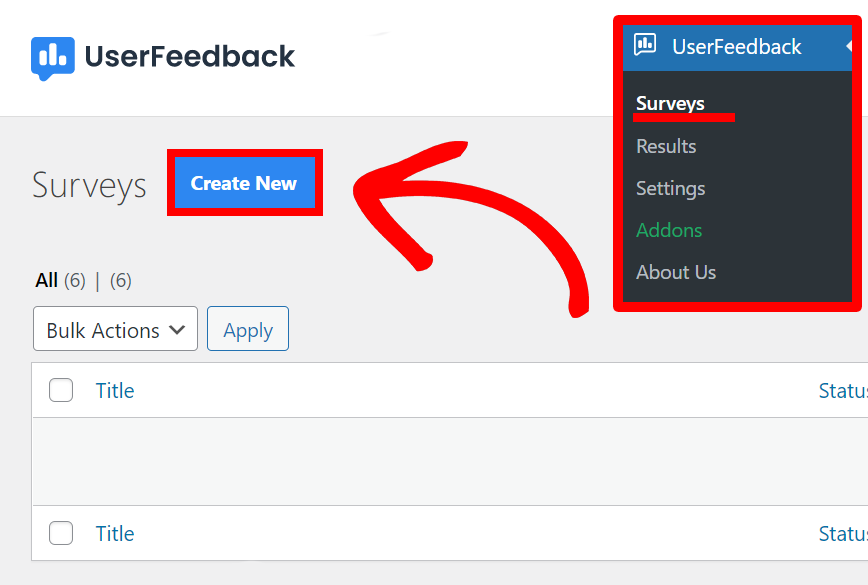 Create a new survey in UserFeedback