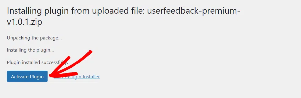 Activate UserFeedback plugin in WordPress