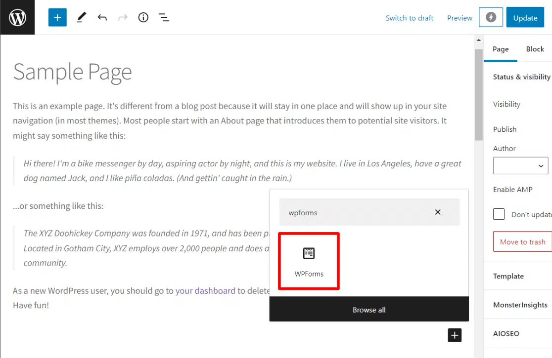 embed survey in wordpress page wpforms