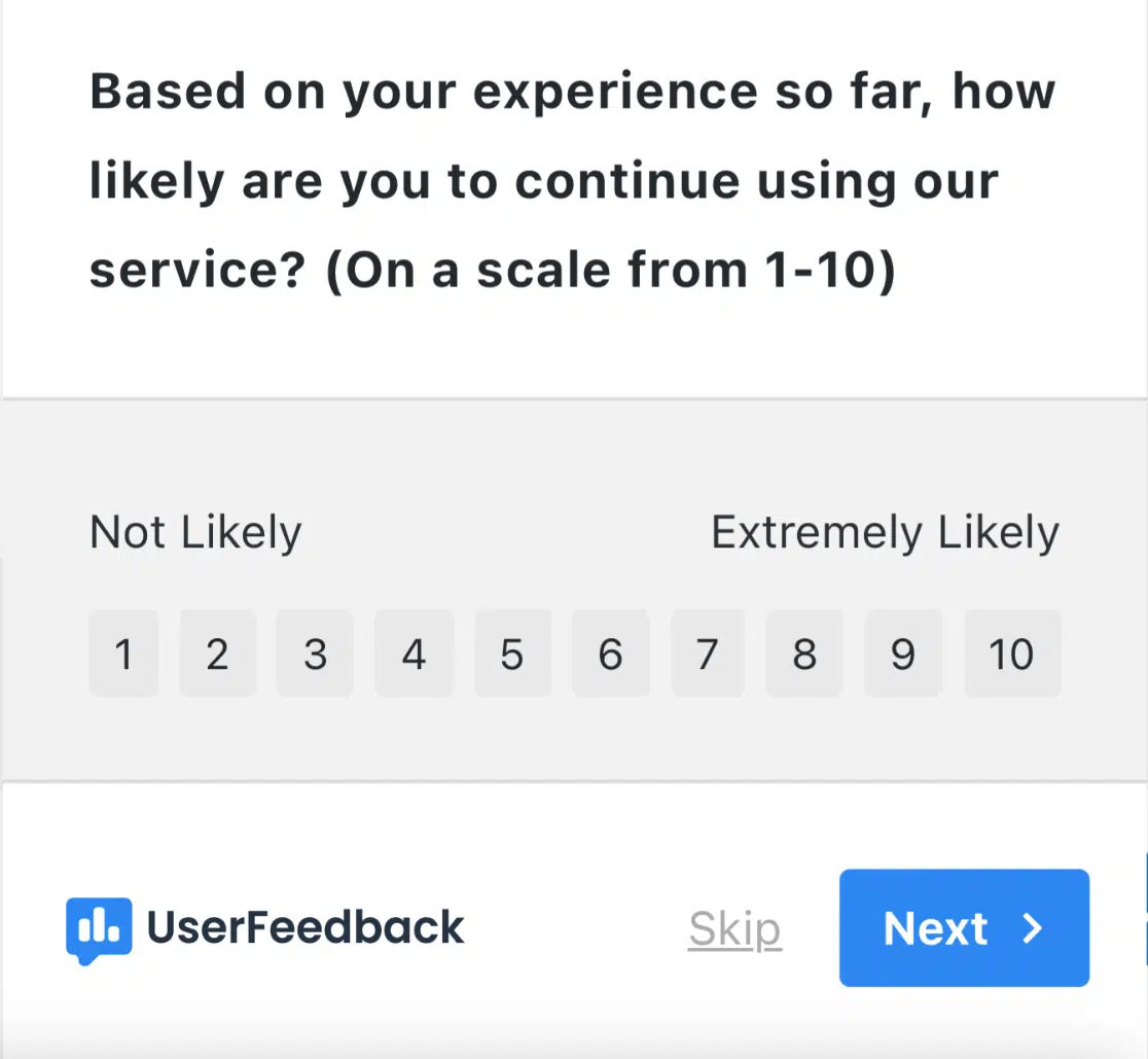 customer satisfaction questions - standard likely scale