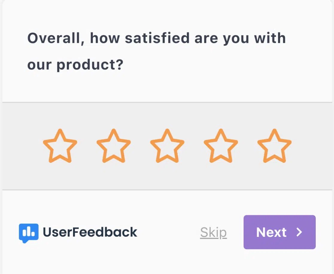 UserFeedback customer satisfaction survey template - star rating