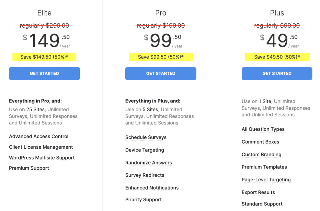 UserFeedback pricing page