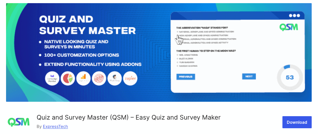 Quiz and Survey Master - Best User Feedback Plugins for WordPress