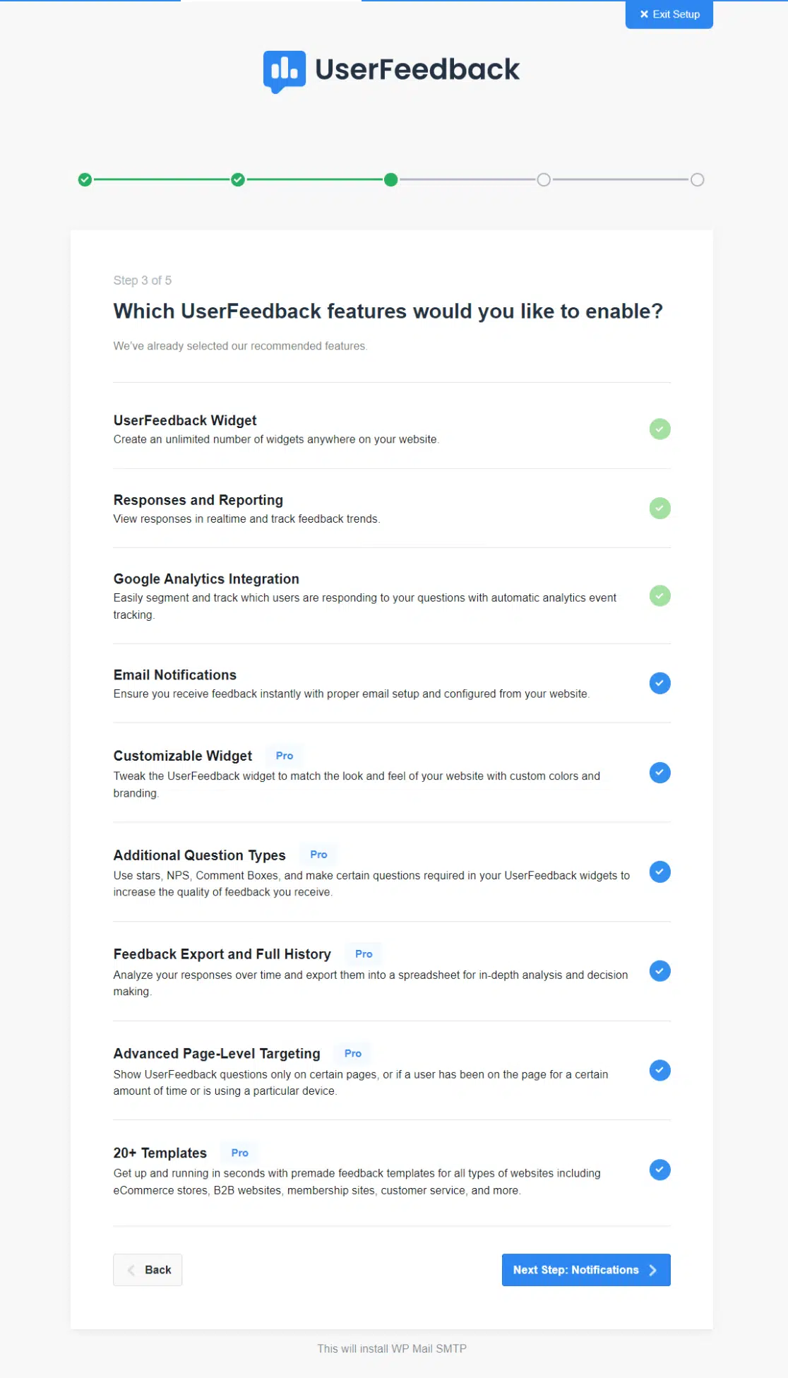 Setup UserFeedback features