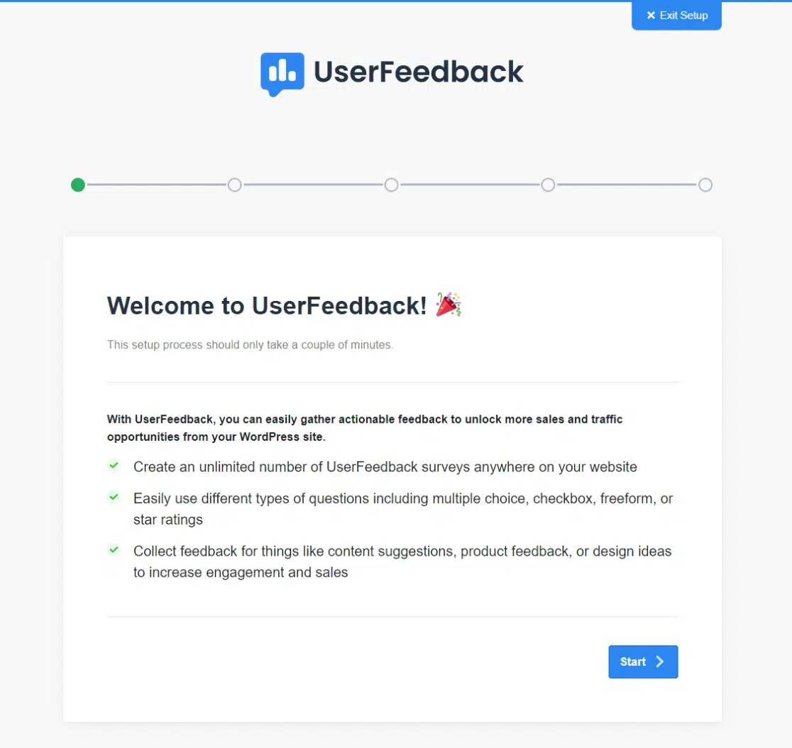 UserFeedback welcome message