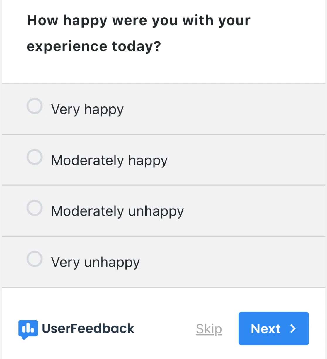 UserFeedback customer satisfaction survey template - binary likert scale 