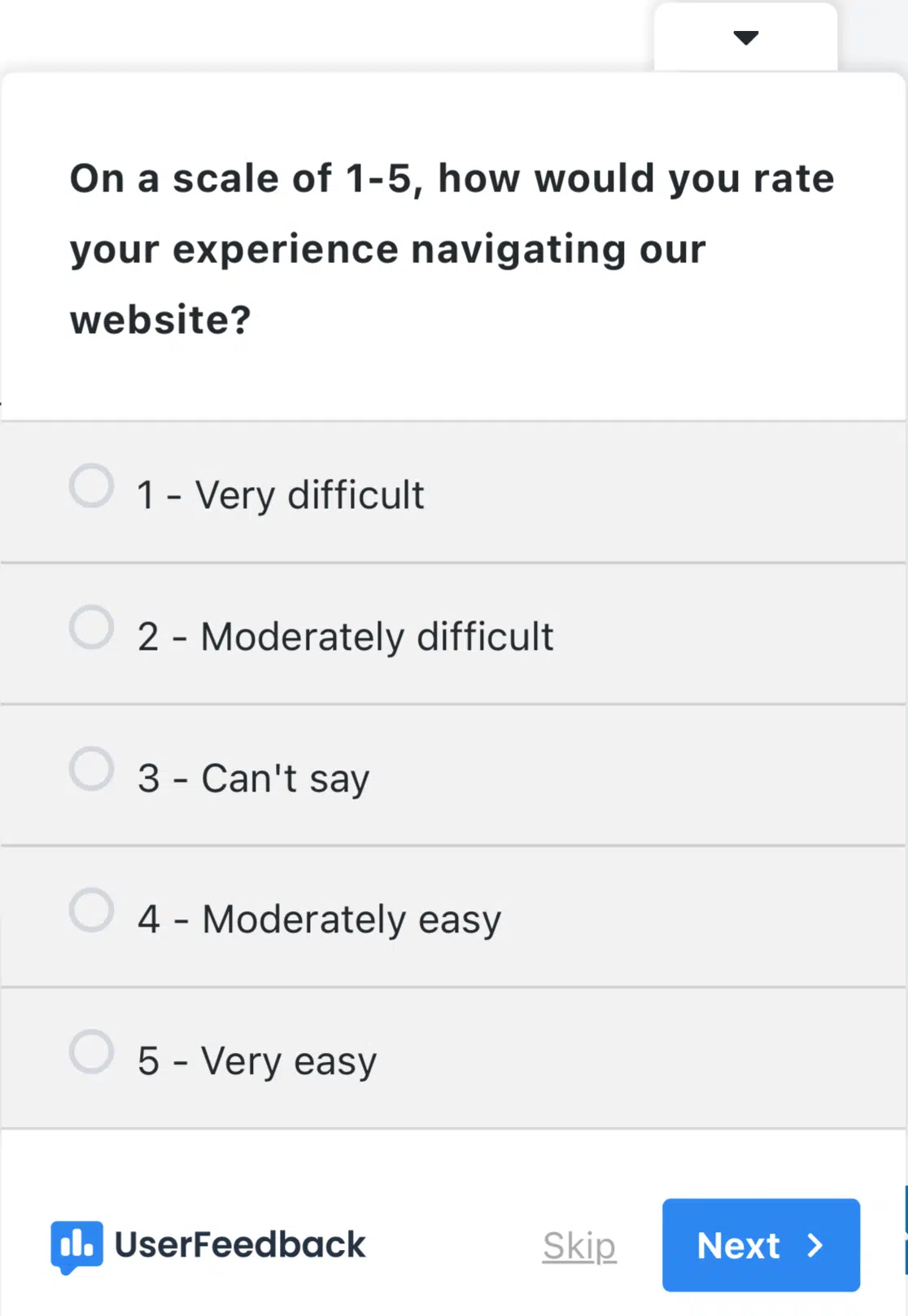 UserFeedback Customer Effort Score survey example