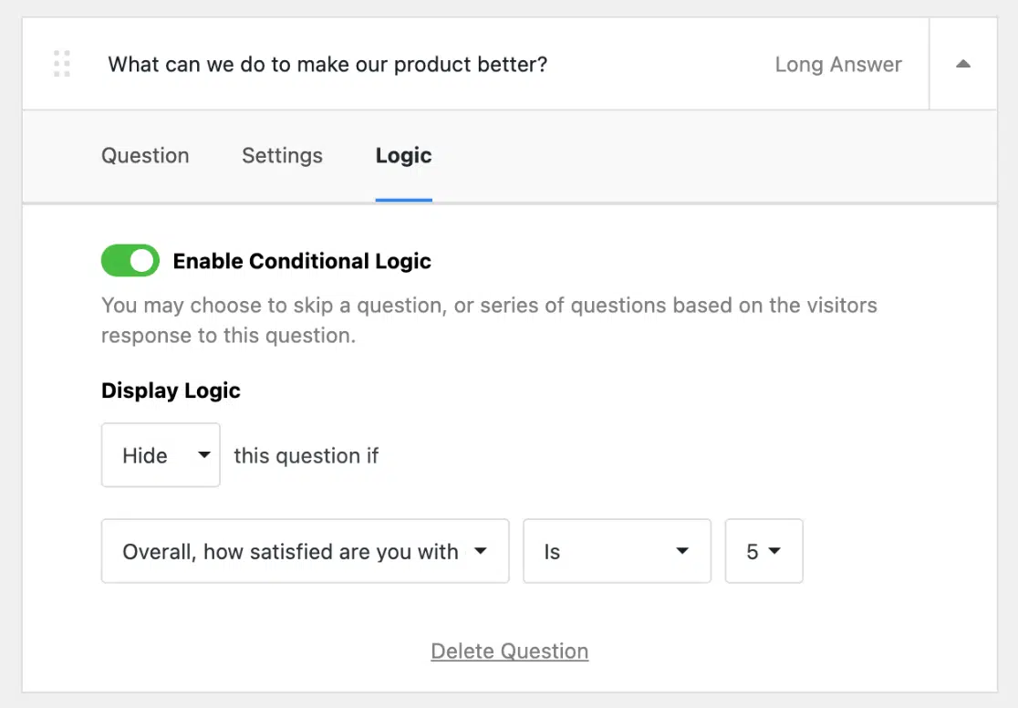 customer satisfaction survey settings