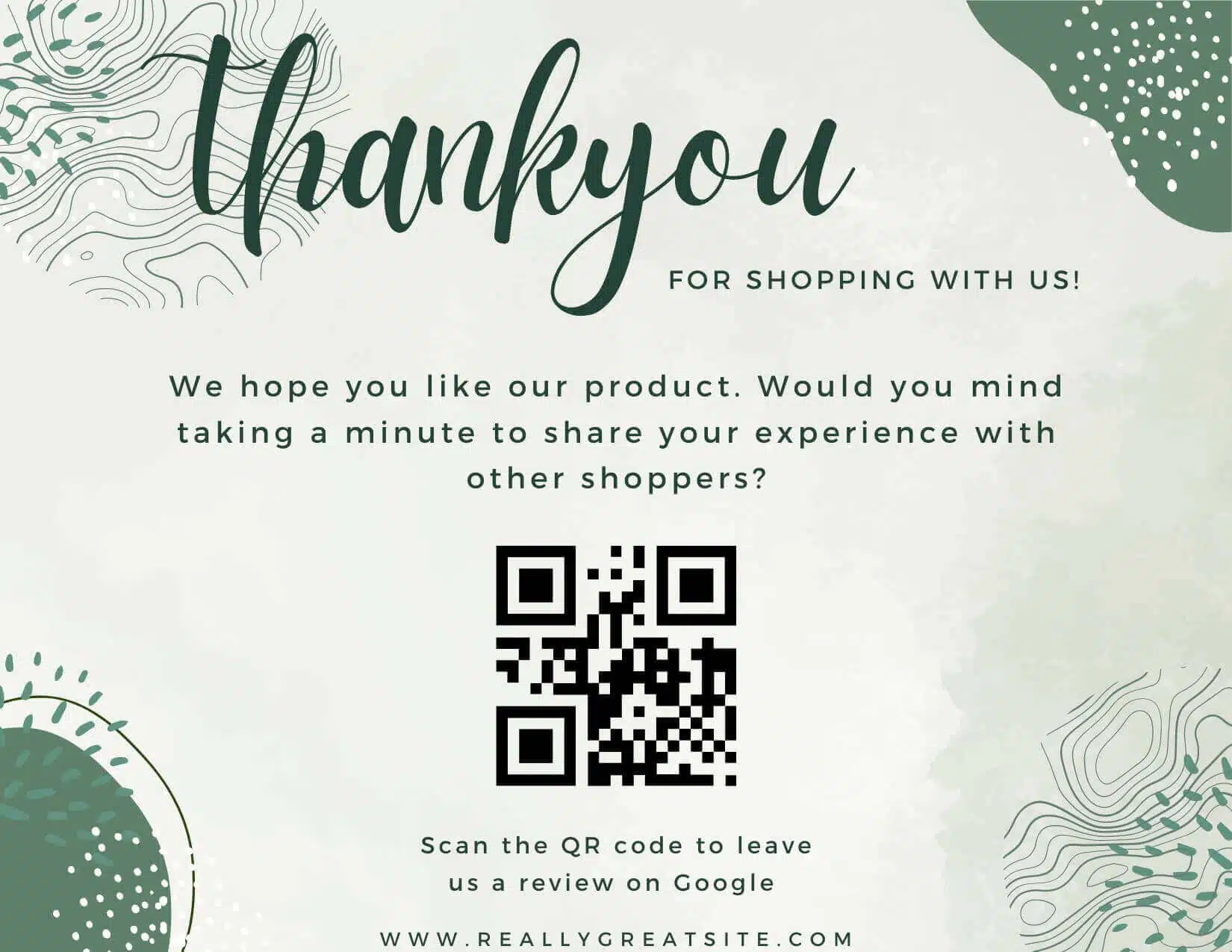 how to ask for reviews - canva thank you card example