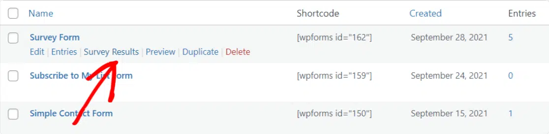 view wordpress survey results wpforms