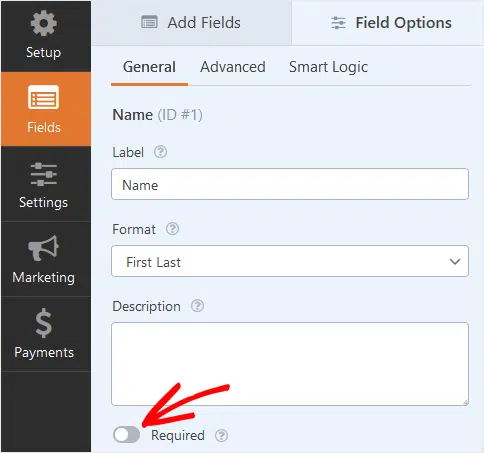 name field required - wpforms