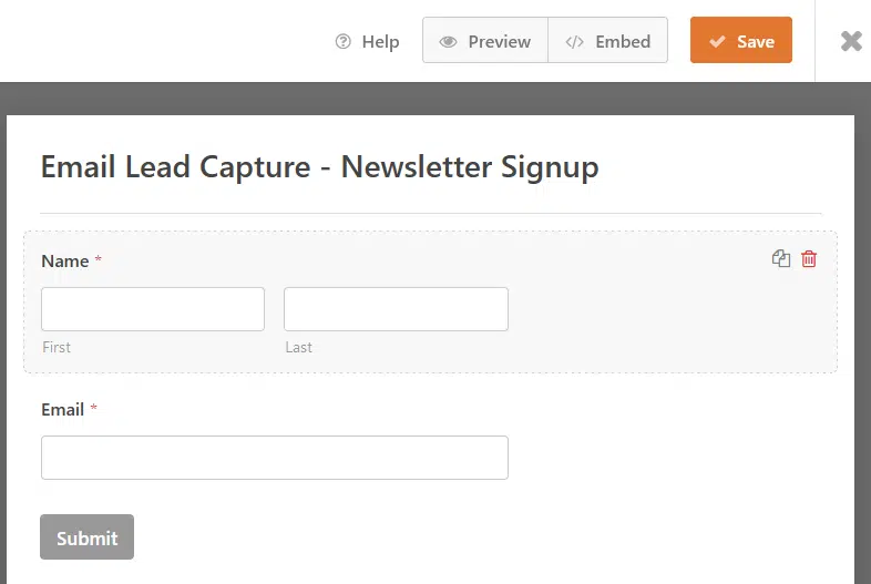 email lead capture form wpforms