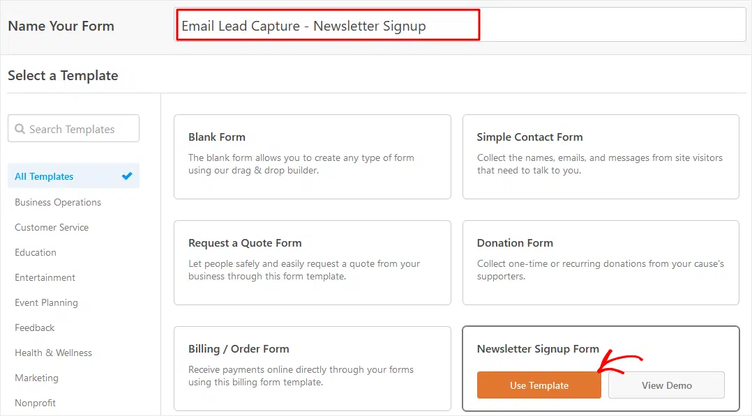 Add popup on wordpress - email lead capture wpforms