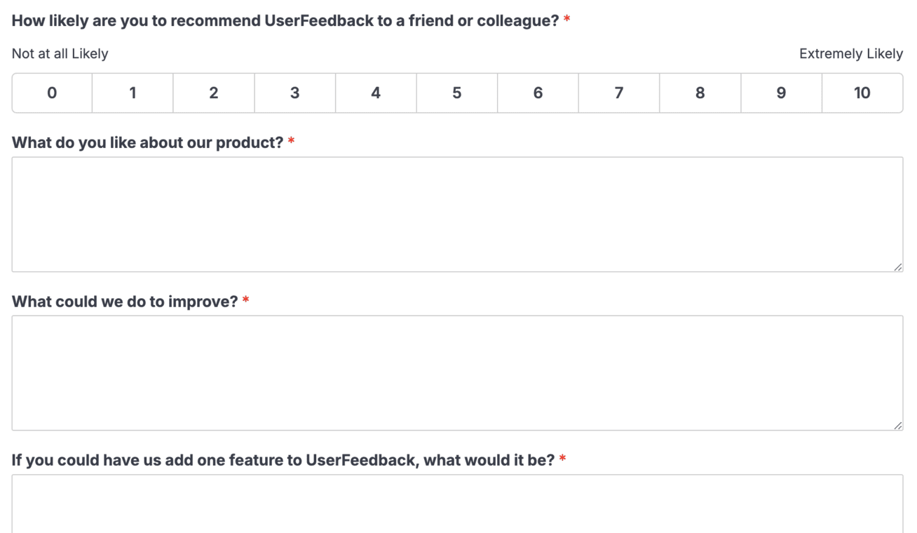 UserFeedback feature survey