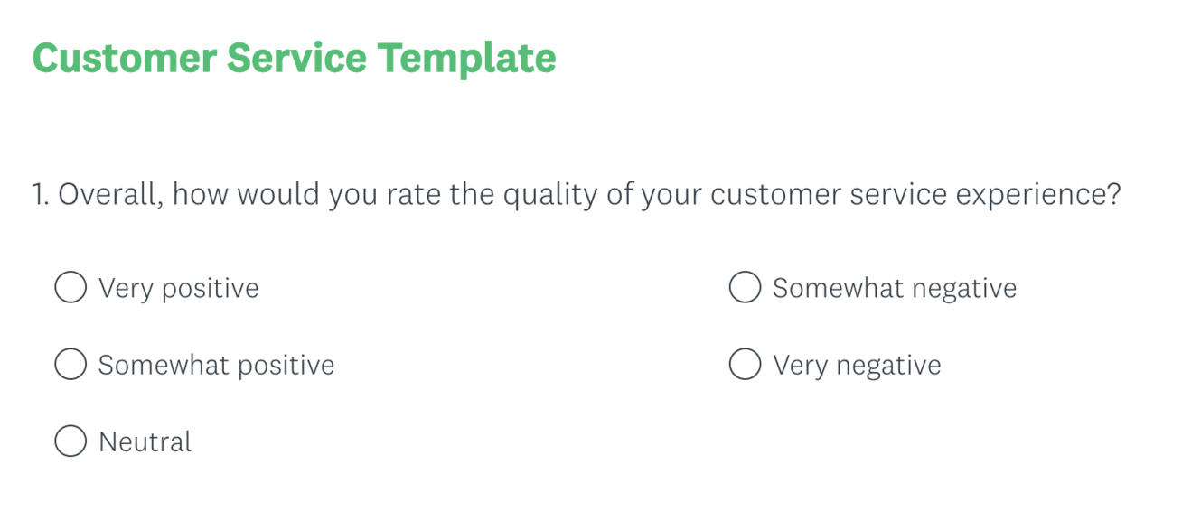  Customer Service example surveymonkey