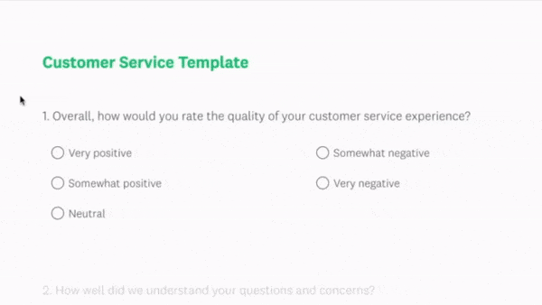  Customer Service example surveymonkey