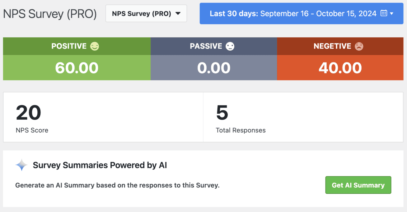 NPS survey report UserFeedback