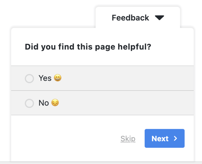 Preview did you find this page helpful survey 