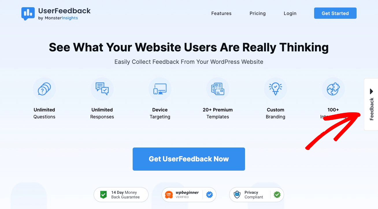 feed button UserFeedback homepage