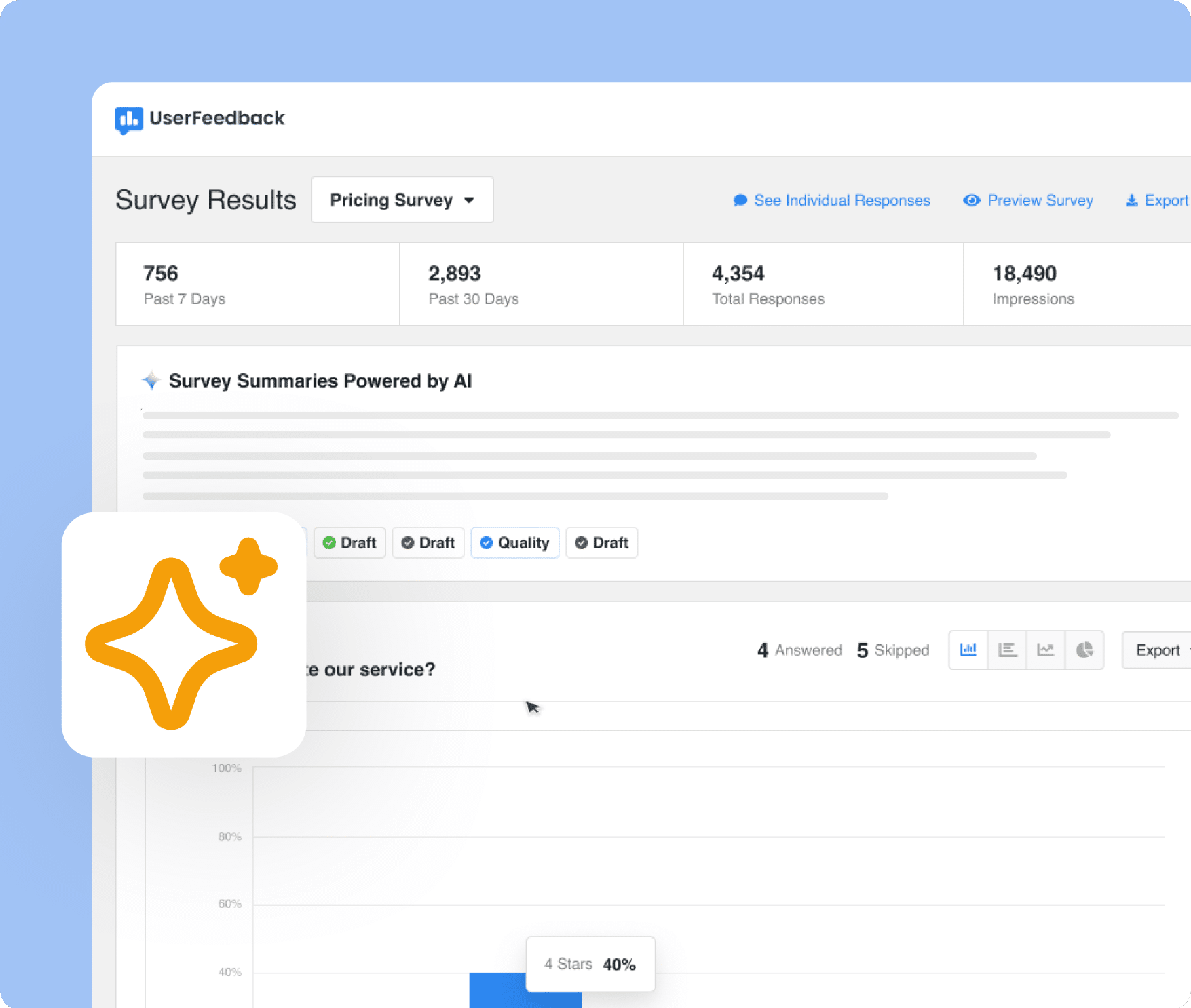 Analyze survey results effortlessly in WordPress with UserFeedback.