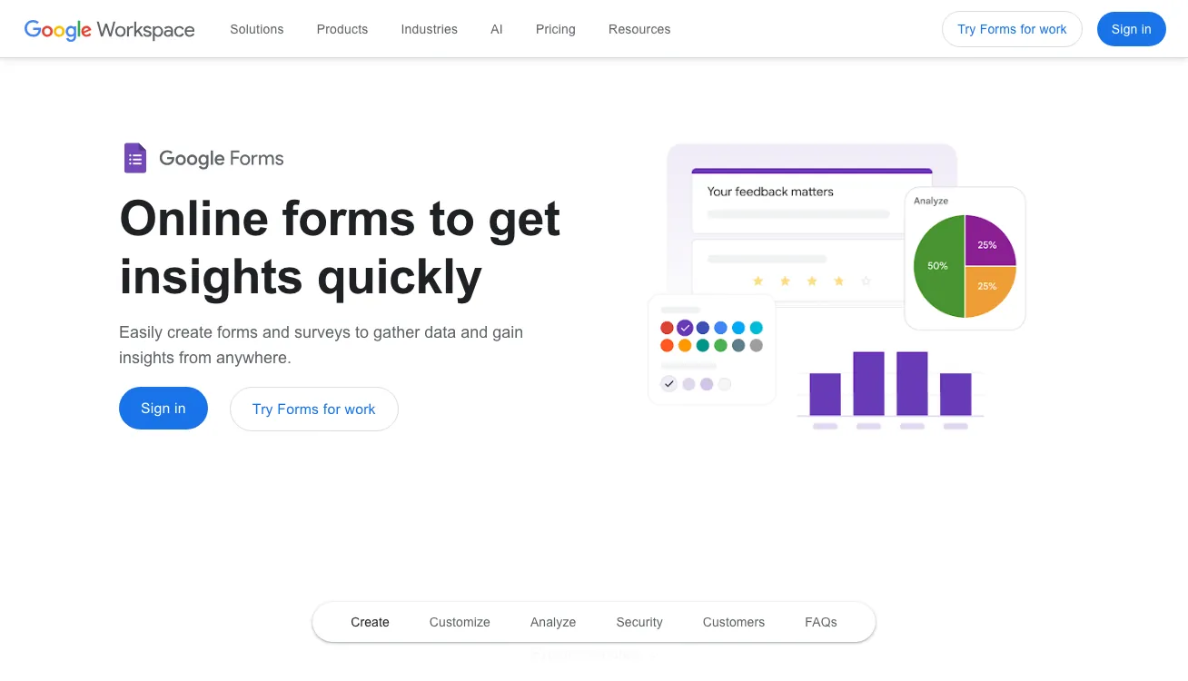 Google Forms free survey creator homepage