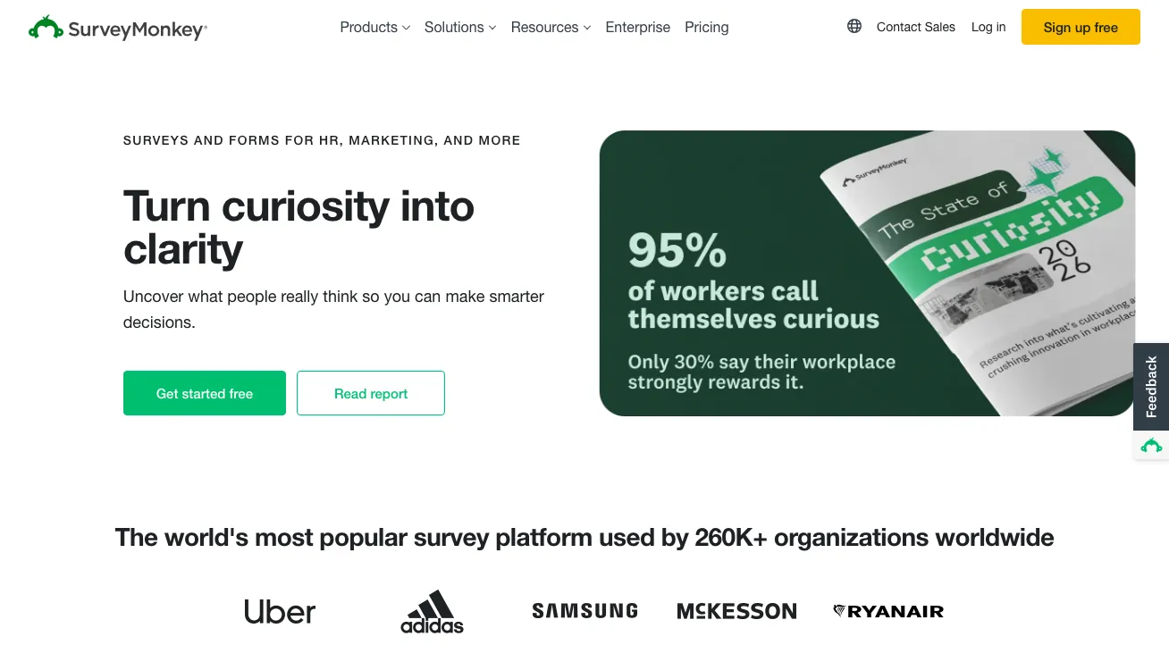 SurveyMonkey free online survey creator homepage